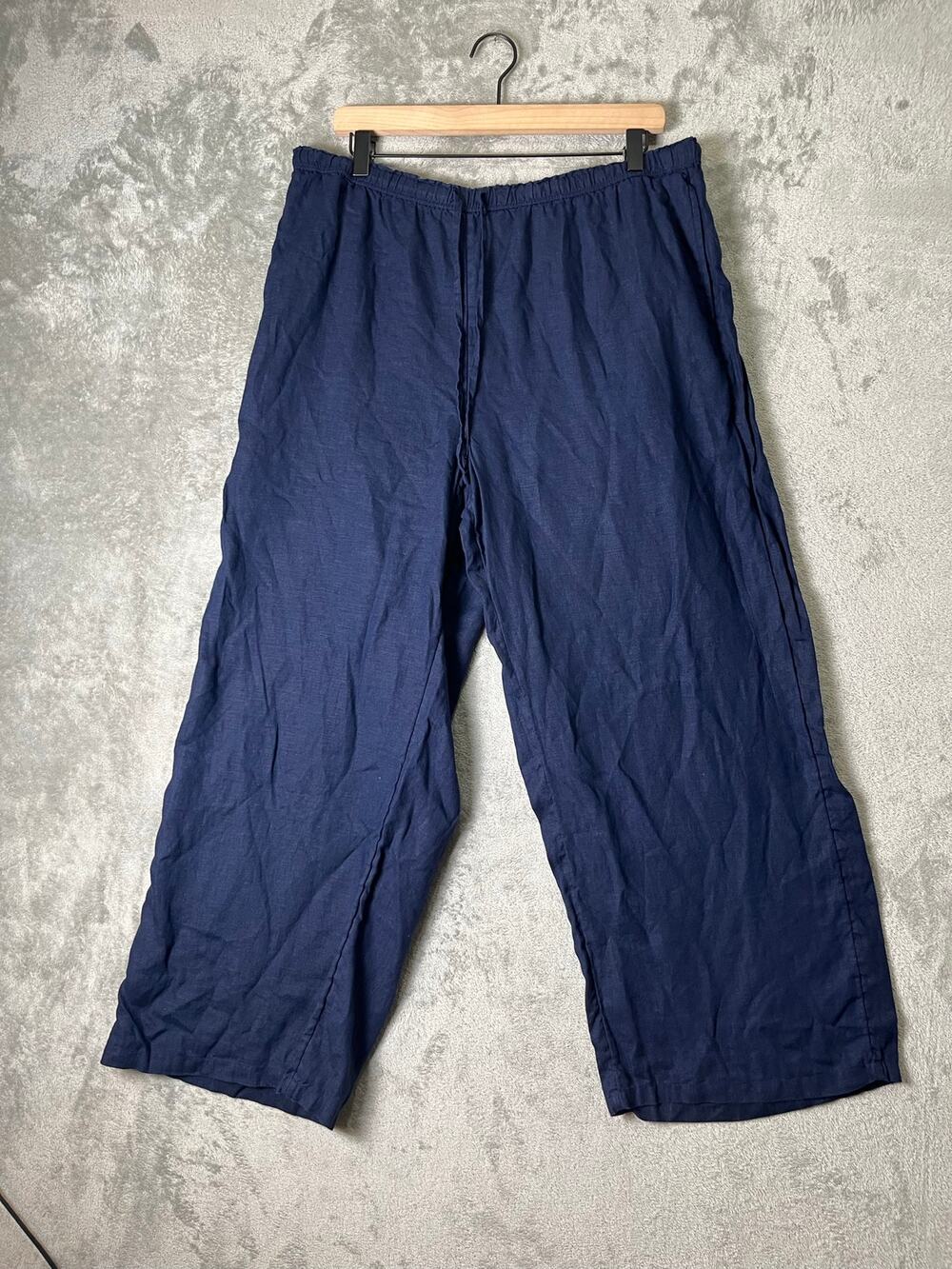 J Crew Soleil Linen Pants Womens XL High Rise Wide Leg Ankle Coastal Minimalist